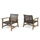 preview thumbnail 7 of 28, Hampton Outdoor Wood/Wicker Club Chair (Set of 2) by Christopher Knight Home