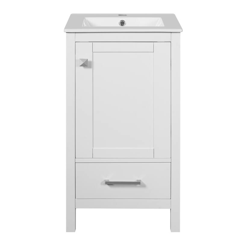 Anmytek 18 Inch Modern Bathroom Vanity with Ceramic Sink, Soft Closing Drawers and Divider Storage Organizer