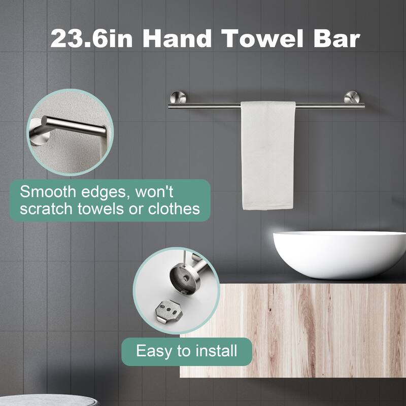 9-PCS Stainless Steel Bathroom Accessories Set Wall Mounted,Round Shape