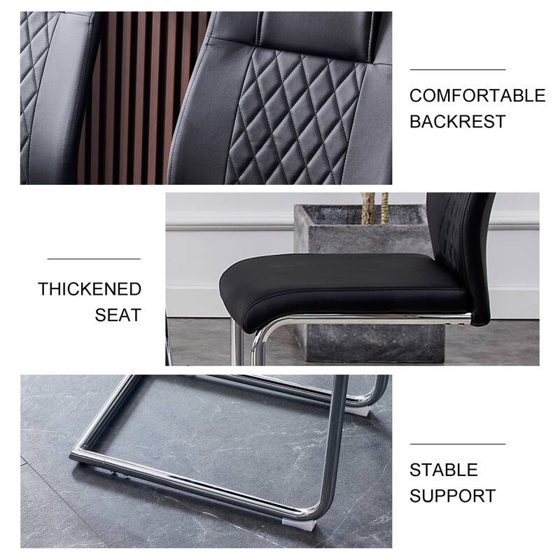 Modern Dining Chairs and Faux Leather Soft Cushioned Seat Set of 4