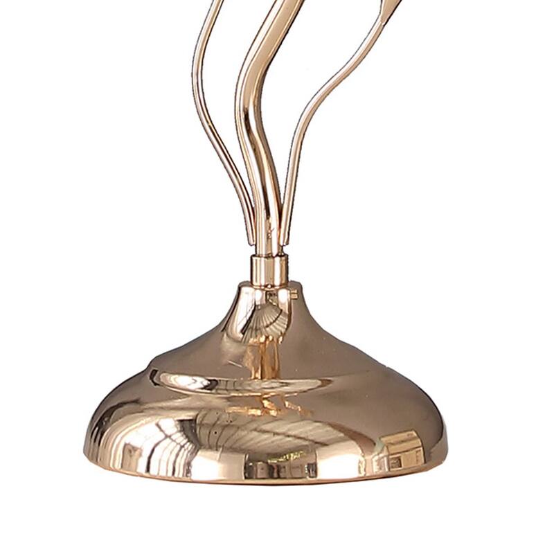 Metal Table Lamp with Floral Shade and Acrylic Crystals, Gold