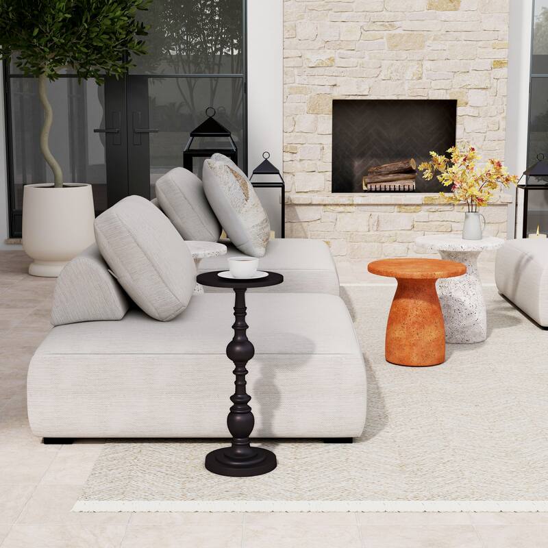 Darien Outdoor Round Pedestal Side Table - Bronze