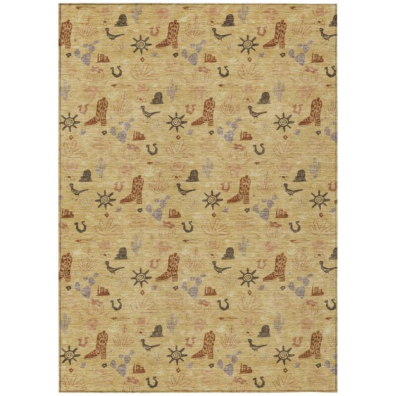 Machine Washable Indoor/ Outdoor Cowboy Ranch Chantille Rug