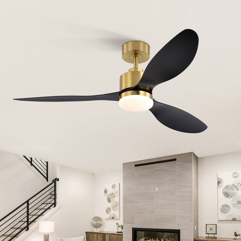 52" 3-Blade Gold Ceiling Fans with LED Light Remote Control - 52 Inch - GoldBlack