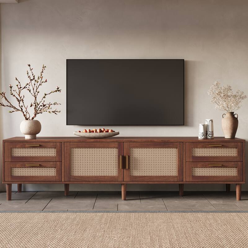 78" Modern TV Stand for TVs up to 85", Media Console Entertainment Center with Storage Cabinets and Drawers for Living Room - Walnut