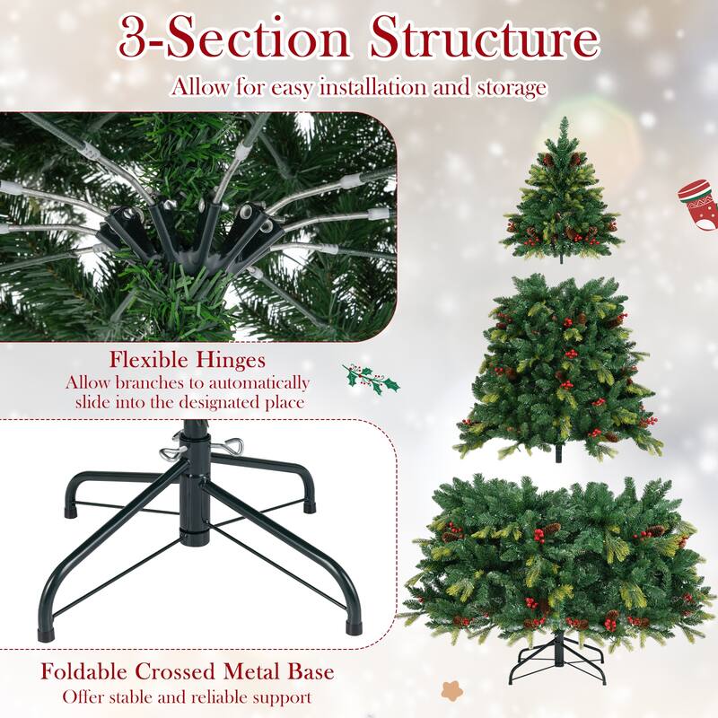 Gymax Smart Pre-Lit Artificial Christmas Tree w/ Remote Control