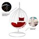 preview thumbnail 10 of 19, Wicker Rattan Hanging Swing Chair with White Metal Stand and Grey Cushion