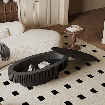 GDF Studio - Elowen 47 Inch Oval Coffee Table with Storage