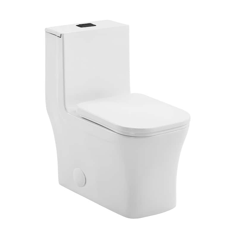 Bastille One Piece Square Toilet Dual Flush, Black Hardware 1.1/1.6 Gpf - 26.05" x 14" 29.25"