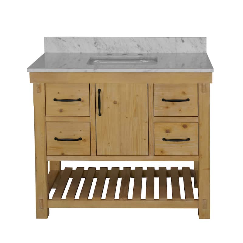 KitchenBathCollection Birmingham 42" Bathroom Vanity with Carrara Marble Top