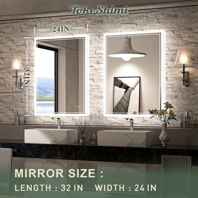 TokeShimi LED Bathroom Vanity Mirror, Anti-Fog Dimmable Wall Mirror