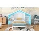 preview thumbnail 29 of 41, Rustic Wood Platform Bed with House-Shaped Headboard & Built-in LED
