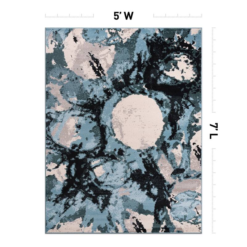 World Rug Gallery Contemporary Abstract Circles Black Area Rug