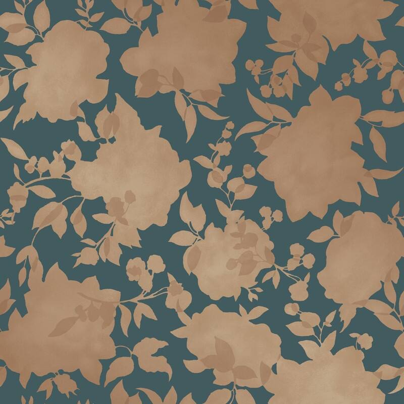 Tempaper Silhouette Peel and Stick Wallpaper - 15 sq. ft. - 15 sq. ft. - Peacock Blue and Gold