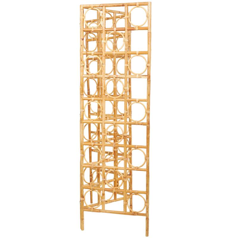 Rattan Geometric Handmade Woven Geometric 3 Panel Room Divider Screen with Open Frame Design - Brown - Roche River Decor