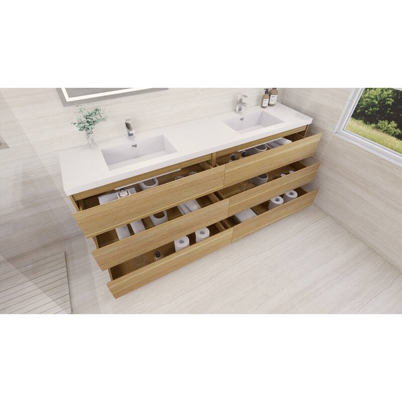 Aron 84'' Freestanding Vanity with Double Reinforced Acrylic Sink