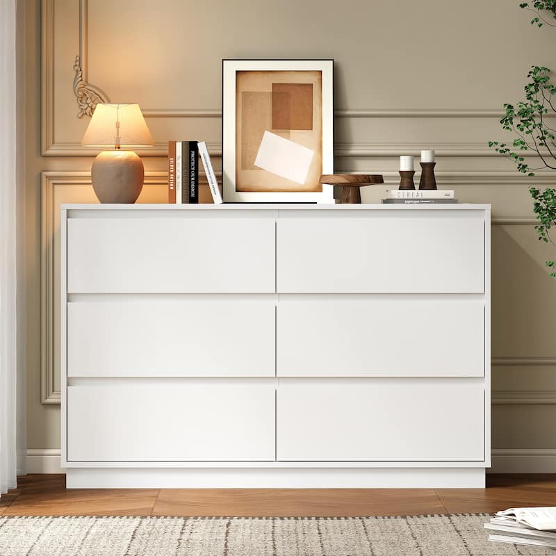 47" Wide 6 Drawer Dresser for Bedroom with Charging Station