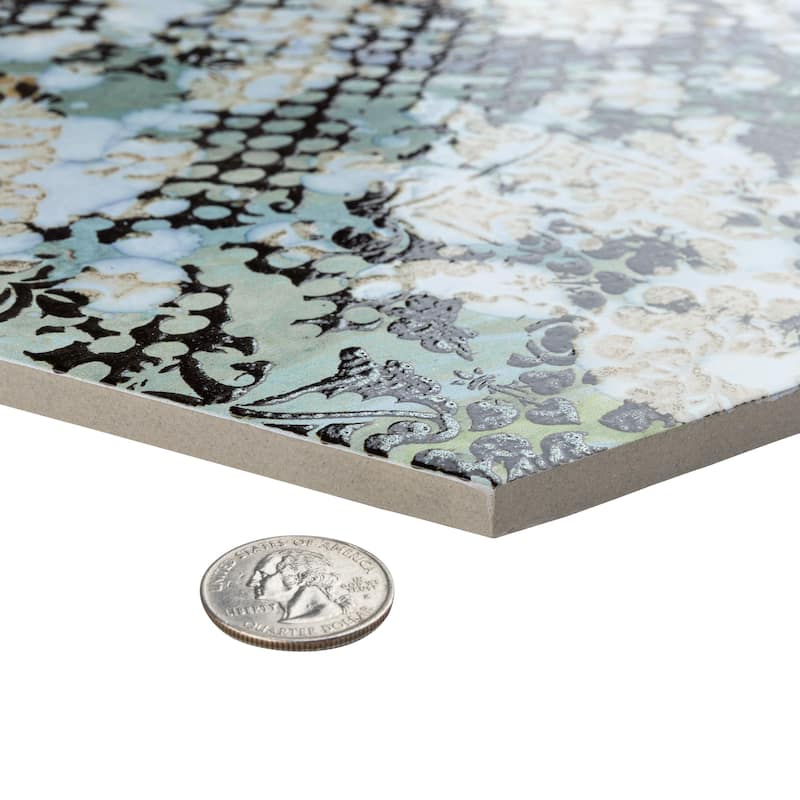 Merola Tile Inedita Hex Blue 9-7/8" x 11-1/4" Porcelain Floor and Wall Tile