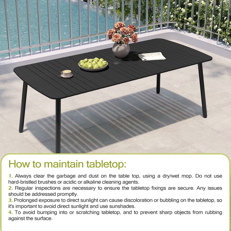 7/9PC Patio Dining Table Rectangular Aluminum Outdoor Table with Folding Chairs