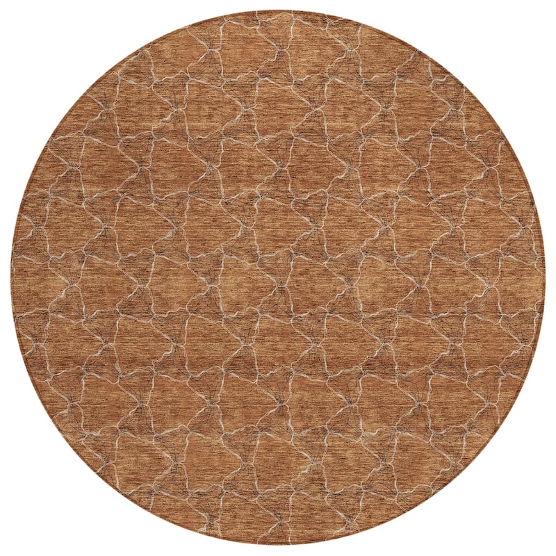 Machine Washable Indoor/ Outdoor Abstract Trellis Chantille Rug