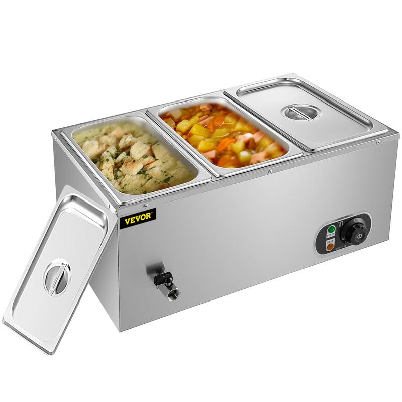 VEVOR Bain Marie Food Warmer Table Steamer Wet Heat Countertop On