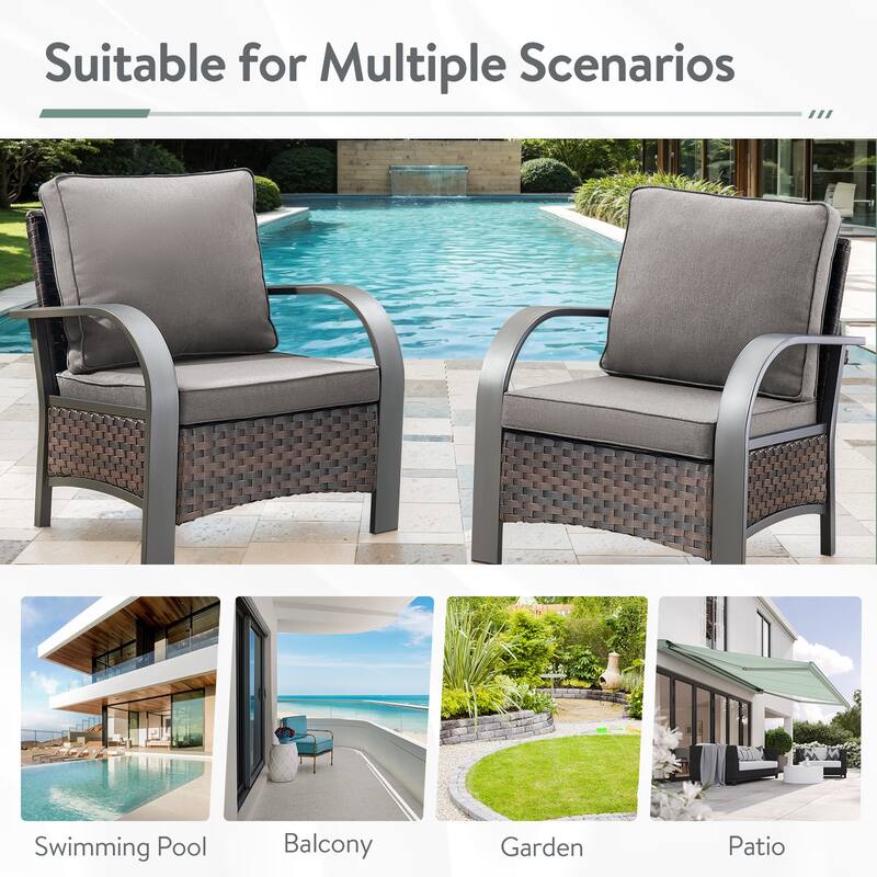 PE Wicker 2 Patio Chairs with Cushion