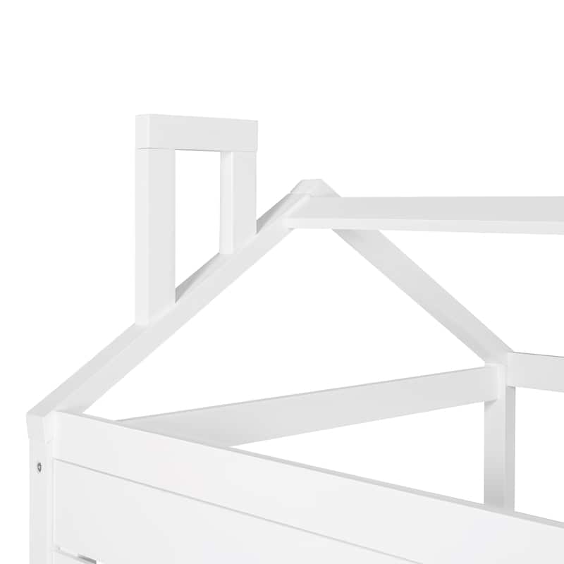 Twin House Bed for Kids with Drawers, Pine Wood Frame, Playhouse-Inspired Design, Storage Space, Easy Assembly