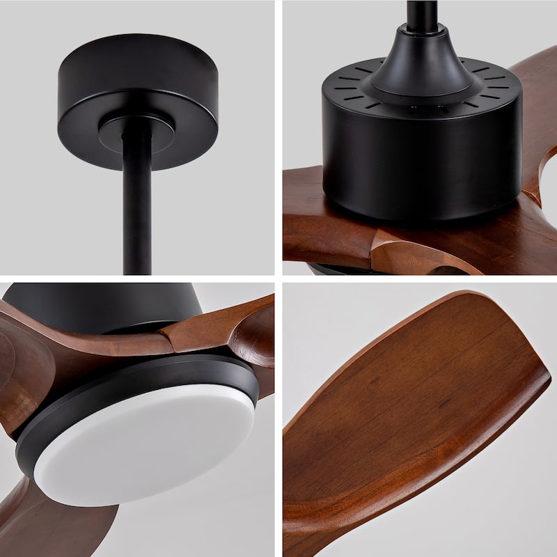 36" Wood Ceiling Fan with Lights Remote Control, Quiet DC Motor 3 Blade