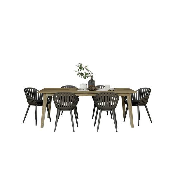 Midtown Concept Indoor Denver Wire Wood Dining Set- Waxed Grey Oak - Sale - Overstock -