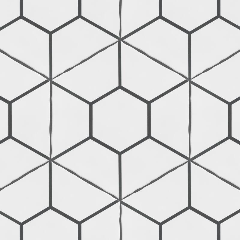 Merola Tile Palm Honeycomb Hex White 6" x 7" Porcelain Floor and Wall Tile