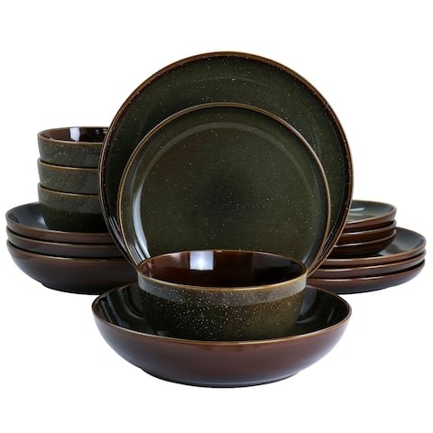Gibson Elite Edwin 16Pc Stoneware Dinnerware Set in Green - 16 pc