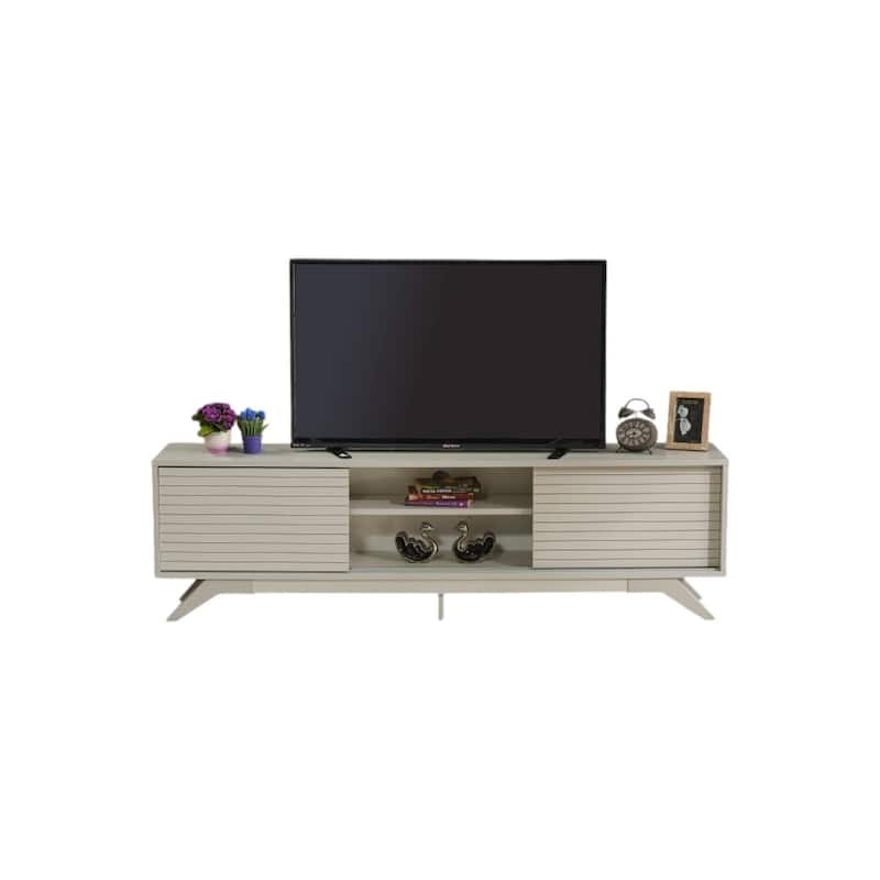 Lucina Modern TV Stand with 2 Sliding Door Cabinet 2 Shelves, Living Room Entertainment Center