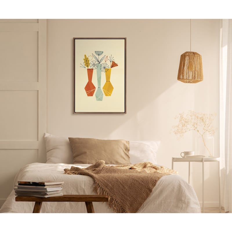 Kate and Laurel Sylvie Flowers Framed Canvas by Amber Leaders Designs
