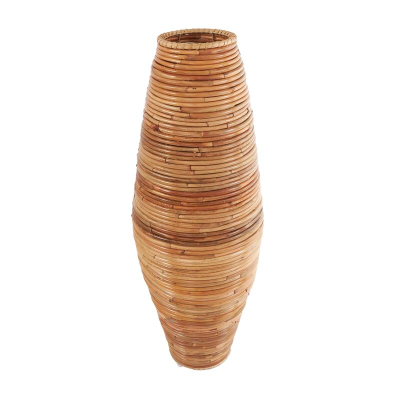 Brown Rattan Handmade Tall Wrapped Decorative Vase