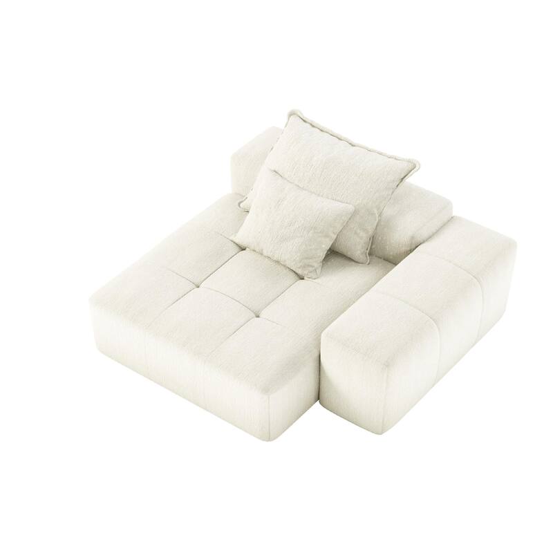 Modern Oversized Modular Chenille Tufted Sectional Sofa with 2 Pillows for Living Room Office