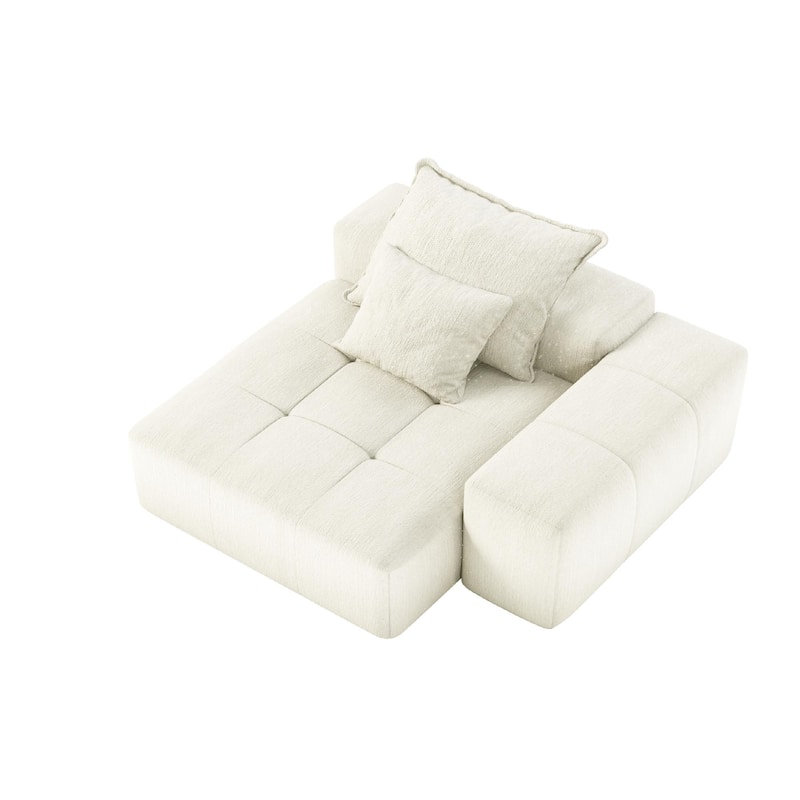 Oversized Upholstered Sofa Chair, Chenille Fabric Recliner with Movable Armrests, Living Room Single Leisure Sofa with 2 Pillows