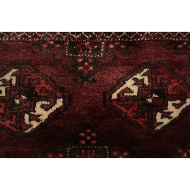 Hand Knotted Oriental 100% Wool Carpet Traditional Geometric Red Bokhara Area Rug - 9' 7'' X 7' 1''