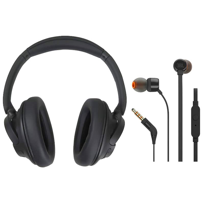 Sony Wireless Over-Ear Noise-Canceling Headphones WH-CH720N (Black) + JBL T110 in Ear Headphones - Black