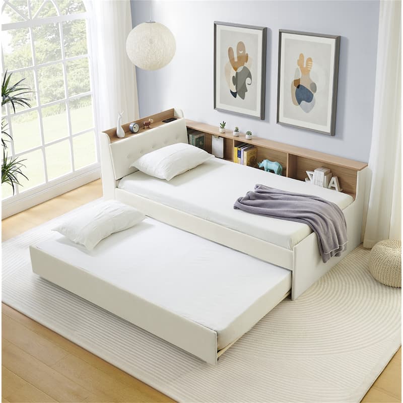 Queen Size Hydraulic Storage Bed with Integrated Headboard, Chenille Fabric