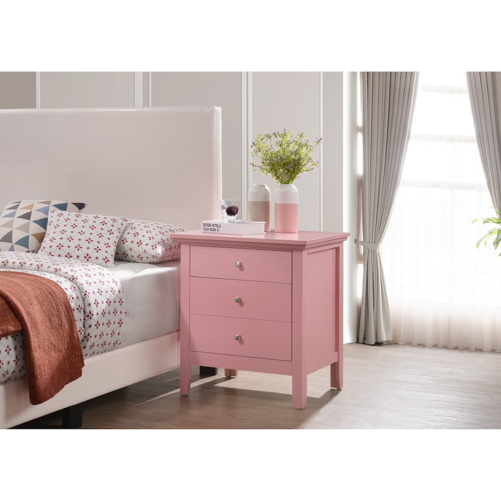 Charming Pink Nightstand with 3 Drawers - 26\