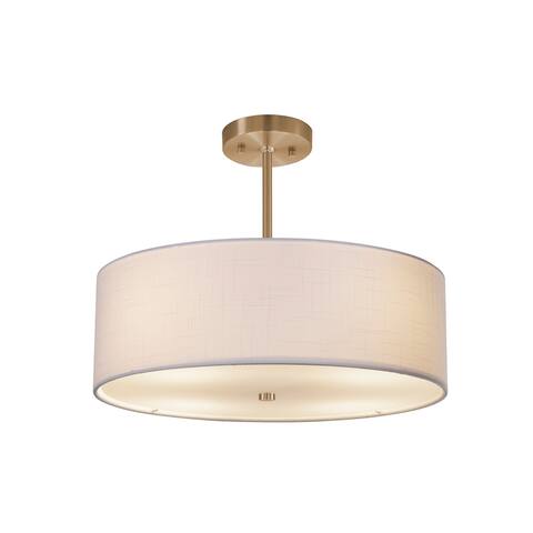 Textile? Classic 18-inch Brushed Brass Drum Pendant, White Shade