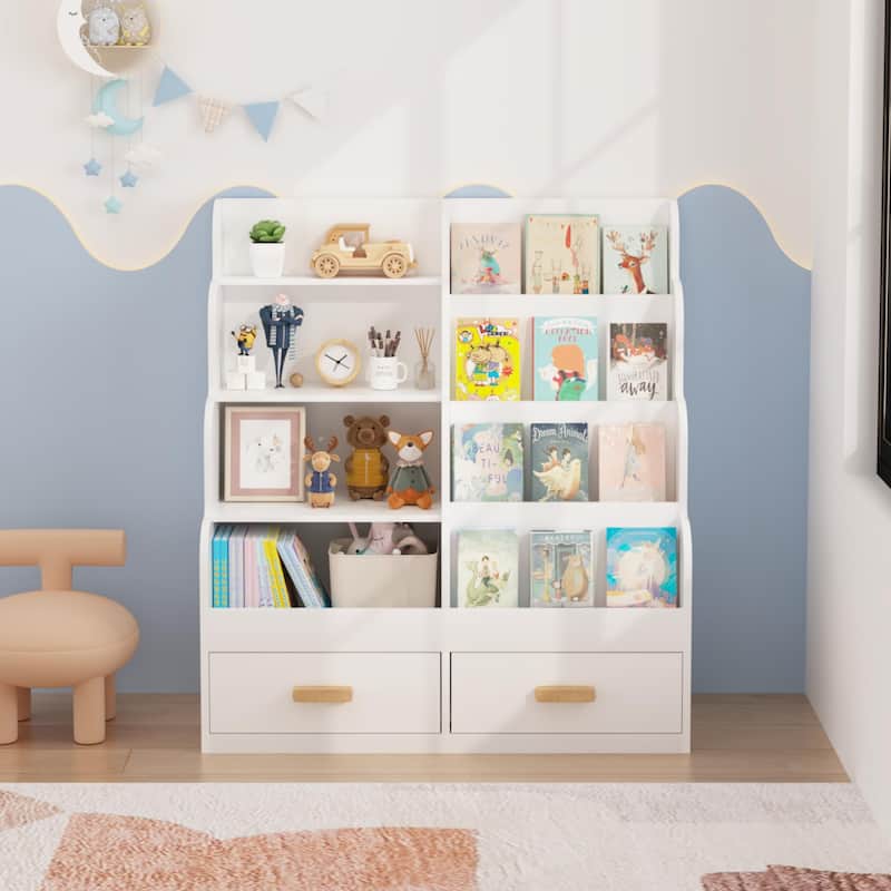 Kids Bookshelf with 2 Storage Drawers
