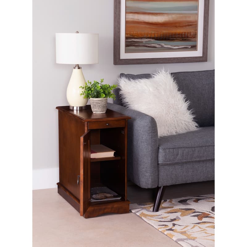 Rectangular Accent Table with USB and Storage Compartment - 24" - Hazelnut Brown