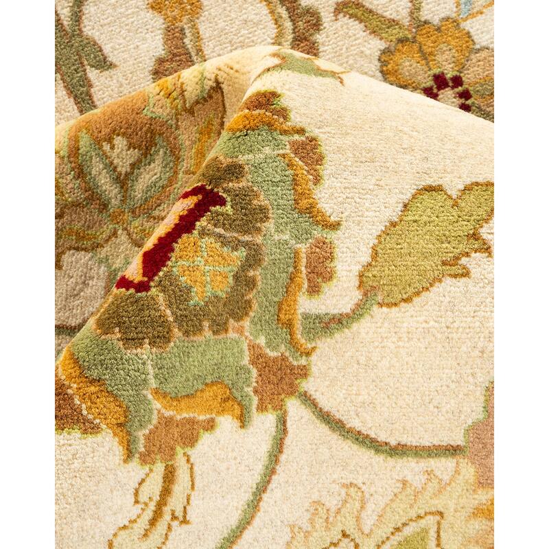 Overton Handknotted Wool Traditional Oriental Ivory Area Rug - 9' x 12'