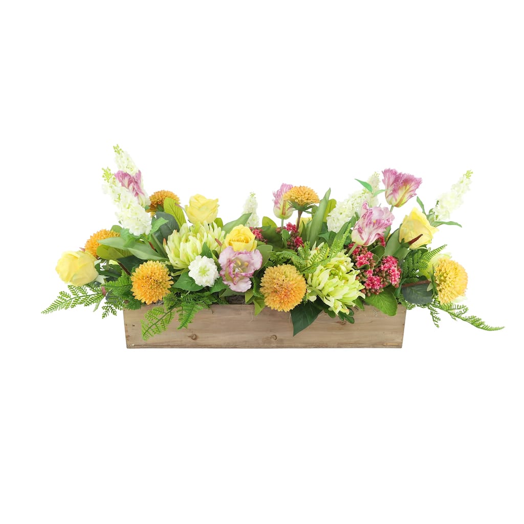 Classic Spring Centerpiece in Wood Planter - 17