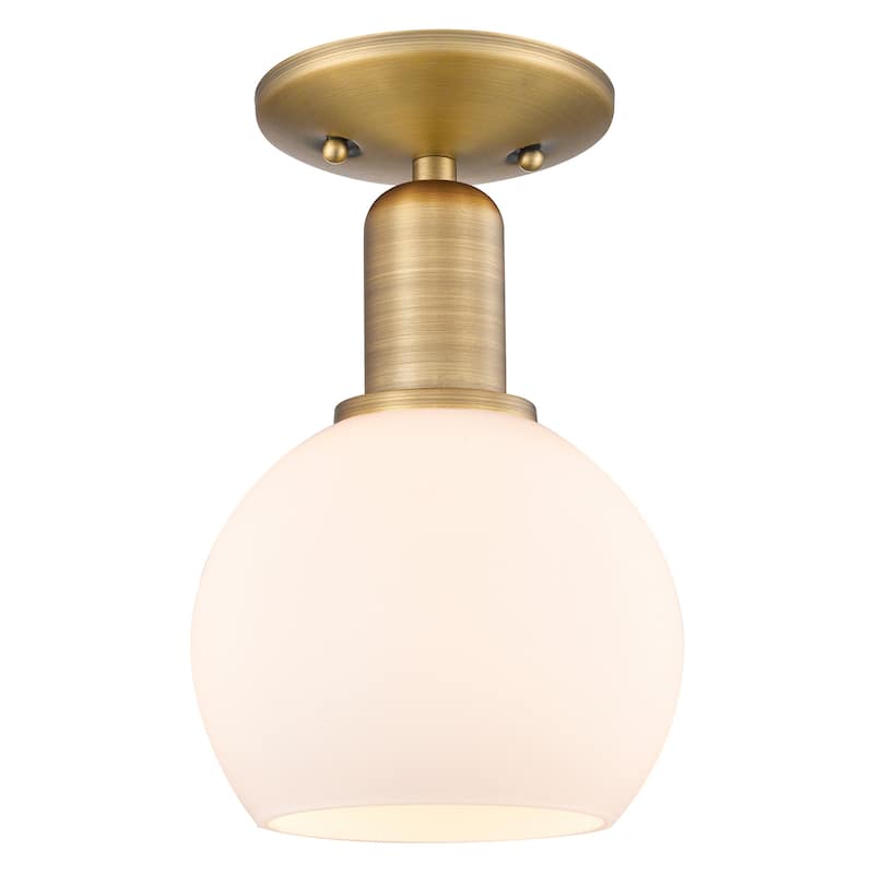 Innovations Lighting 716-1C-10-6 Athens Semi-Flush Athens 6" Wide - Brushed Brass / Matte White
