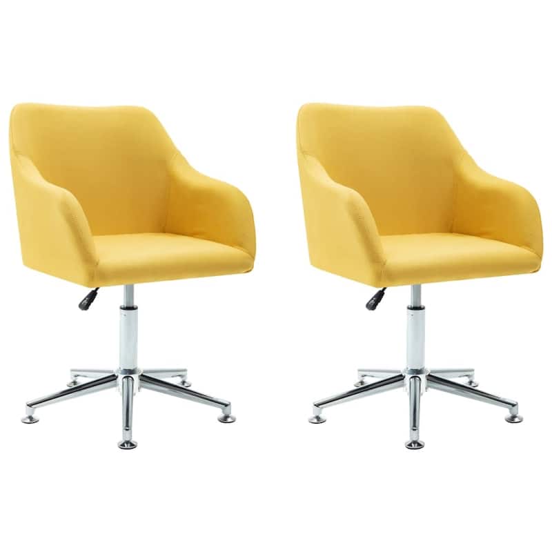 vidaXL Dining Chair 360 Degrees Swivel Accent Desk Chair with Arms Fabric - 21.7" x 20.9" x (30.7"-36.2")