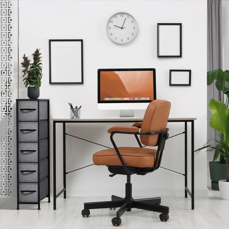 Sorbus Narrow Dresser with 5 Drawers - Vertical Slim Storage Chest of Drawers with Steel Frame, Wood Top & Easy Pull Fabric Bins