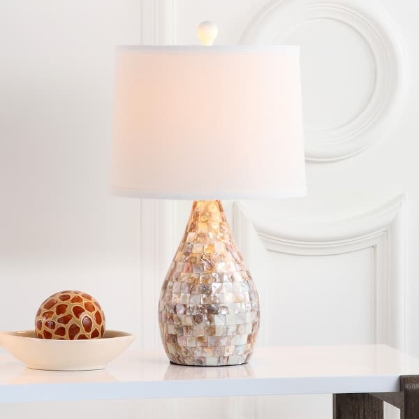 slide 2 of 10, SAFAVIEH Lighting 21-inch Mother of Pearl Table Lamp (Set of 2) - 12"x12"x20.5"