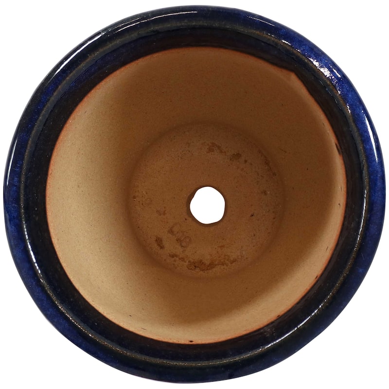 Sunnydaze Studio Glazed Ceramic Planter - Set of 2 - 9-Inch - Imperial Blue